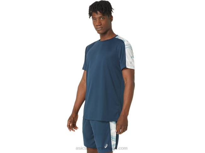 Block Short Sleeve Top French Blue/Polar Shade Asics XXPD66