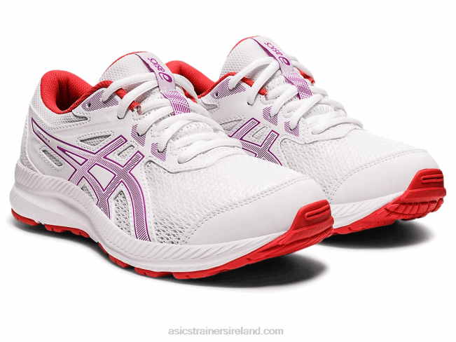 Contend 8 Grade School White/Orchid Asics XXPD4404