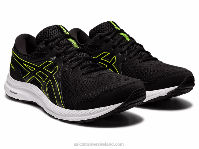 Gel-Contend 7 Extra Wide Black/Hazard Green Asics XXPD1951