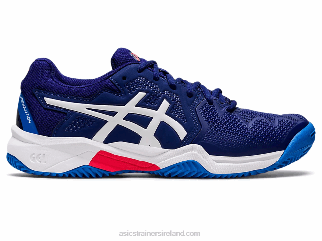 Gel-Resolution 8 Clay Grade School Dive Blue/White Asics XXPD4430