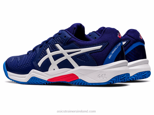 Gel-Resolution 8 Clay Grade School Dive Blue/White Asics XXPD4430