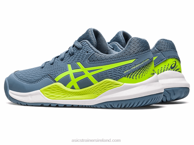 Gel-Resolution 9 Grade School Steel Blue/Hazard Green Asics XXPD4219