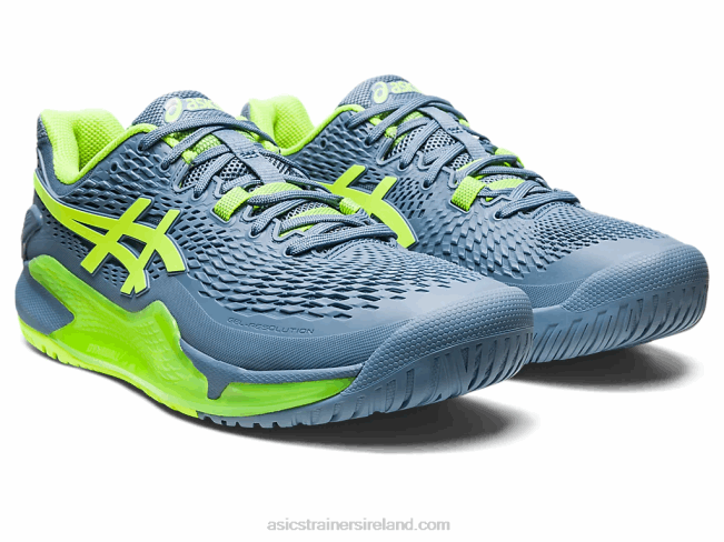 Gel-Resolution 9 Wide Steel Blue/Hazard Green Asics XXPD364