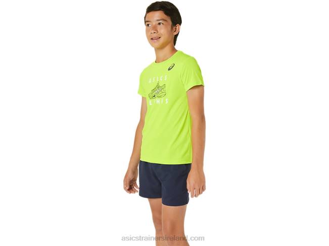 Kids\ Tennis Graphic Short Sleeve Top Hazard Green Asics XXPD4239