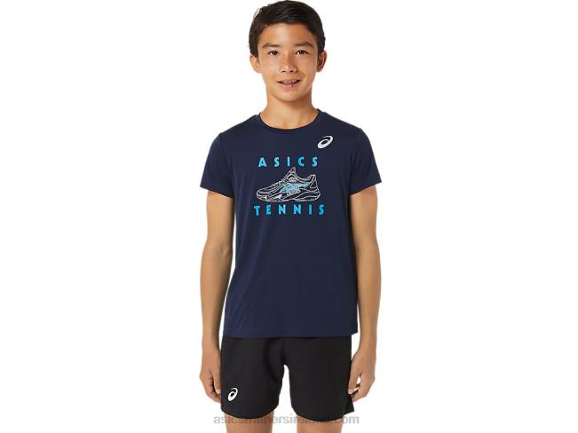 Kids Tennis Graphic Short Sleeve Top Midnight Asics XXPD4231