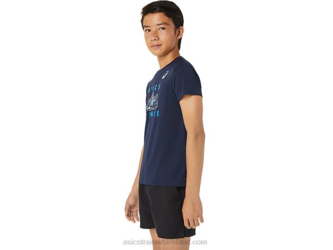 Kids\ Tennis Graphic Short Sleeve Top Midnight Asics XXPD4231