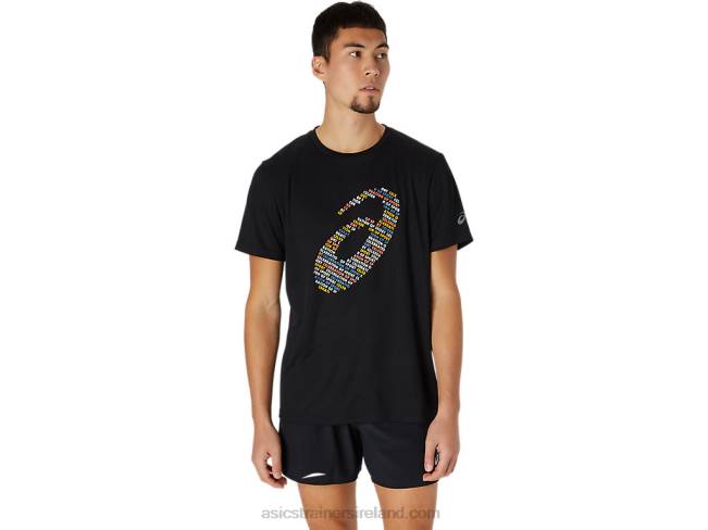 Logo Print Short Sleeve Top Performance Black Asics XXPD1761