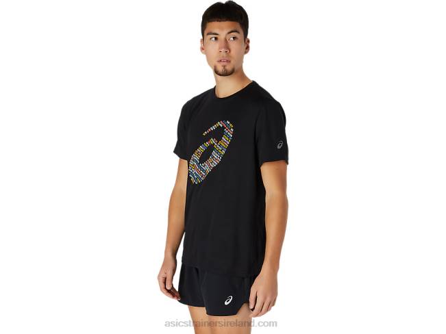 Logo Print Short Sleeve Top Performance Black Asics XXPD1761