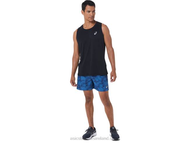 Men\s 5in Pr Lyte Short Tie Dye Blue Print/Perf Black Asics XXPD1040