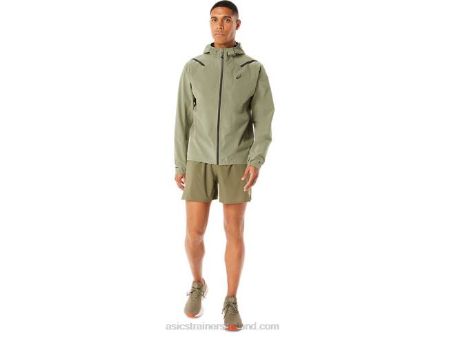 Men\s Accelerate Waterproof 20 Jacket Lichen Green Asics XXPD1103