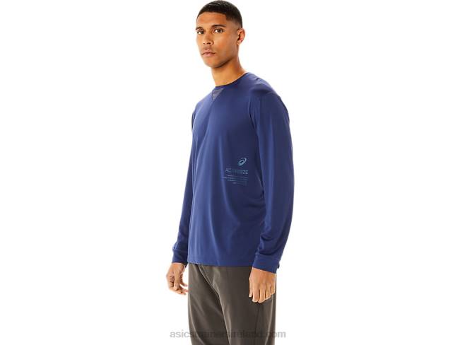 Men\s Actibreeze Cooling Jacquard Long Sleeve Top Deep Ocean Asics XXPD992