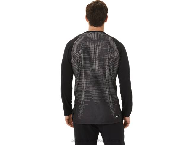 Men\s Actibreeze Cooling Jacquard Long Sleeve Top Performance Black Asics XXPD991