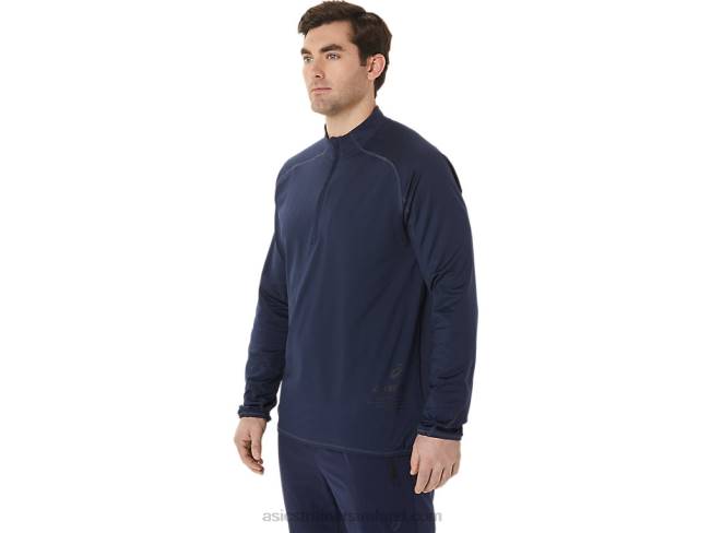 Men\s Actibreeze Jacquard 1/2 Zip Top Midnight Asics XXPD761