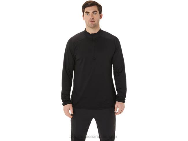 Mens Actibreeze Jacquard 1/2 Zip Top Performance Black Asics XXPD760