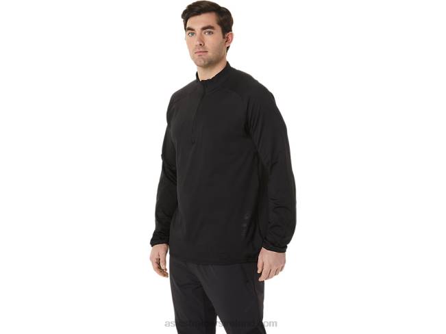 Men\s Actibreeze Jacquard 1/2 Zip Top Performance Black Asics XXPD760