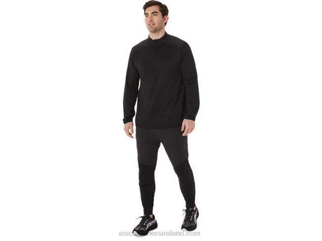 Men\s Actibreeze Jacquard 1/2 Zip Top Performance Black Asics XXPD760