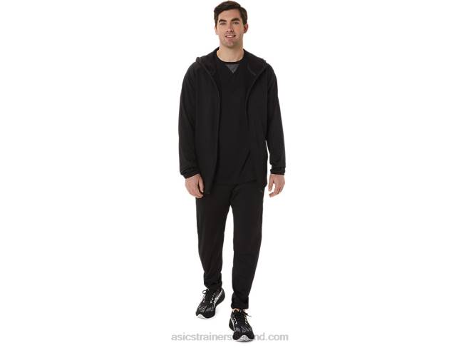 Men\s Actibreeze Jacquard Brushed Knit Jacket Performance Black Asics XXPD755