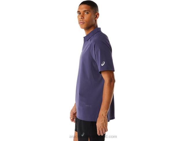 Men\s Actibreeze Jacquard Polo Shirt Indigo Fog Asics XXPD221