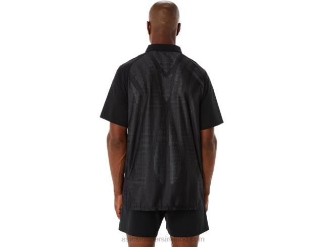 Men\s Actibreeze Jacquard Polo Shirt Performance Black Asics XXPD270