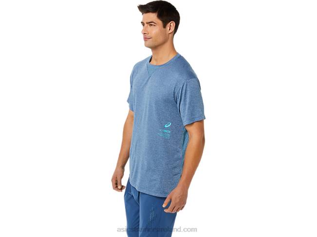 Men\s Actibreeze Jacquard Short Sleeve Top Grand Shark Heather Asics XXPD1514