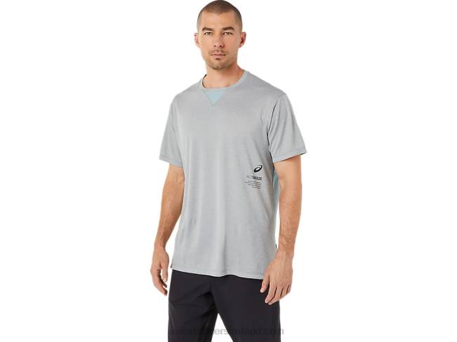 Mens Actibreeze Jacquard Short Sleeve Top Sheet Rock Heather Asics XXPD1515