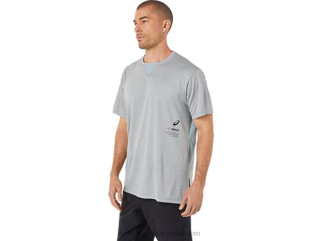 Men\s Actibreeze Jacquard Short Sleeve Top Sheet Rock Heather Asics XXPD1515