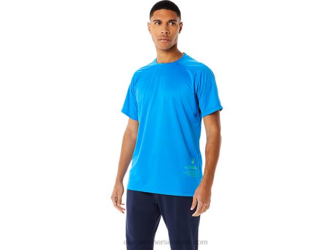 Mens Active Short Sleeve Top Electric Blue Asics XXPD762