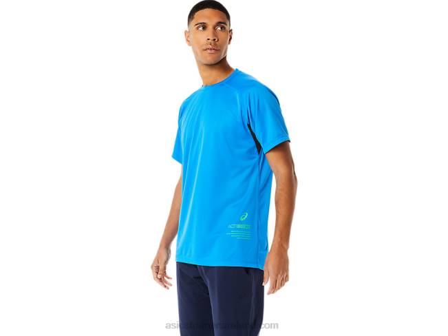 Men\s Active Short Sleeve Top Electric Blue Asics XXPD762