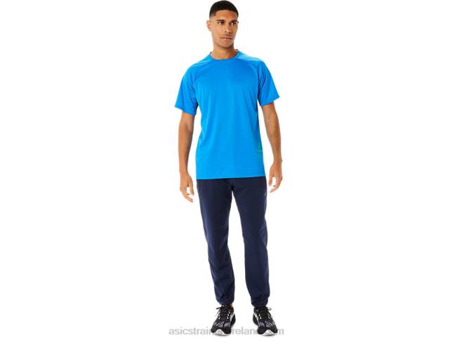 Men\s Active Short Sleeve Top Electric Blue Asics XXPD762