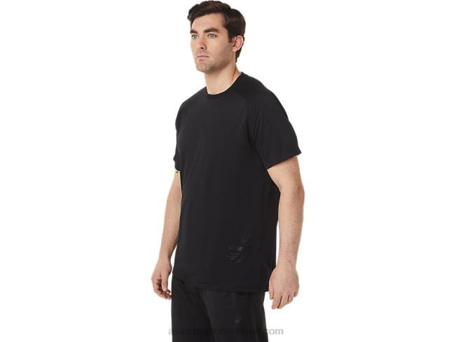 Men\s Active Short Sleeve Top Performance Black Asics XXPD753