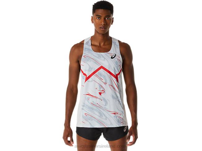 Mens Cj-Line Light Singlet Glacier Grey/Electric Red Asics XXPD276