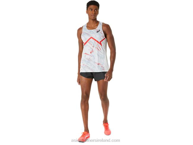 Men\s Cj-Line Light Singlet Glacier Grey/Electric Red Asics XXPD276