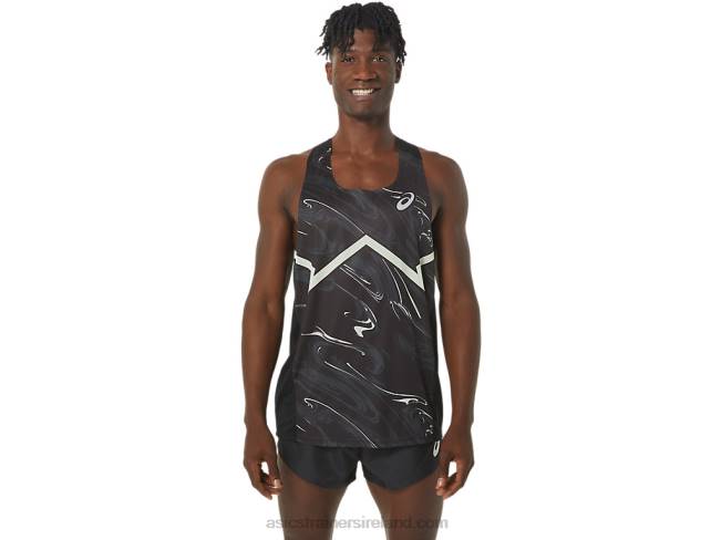 Mens Cj-Line Light Singlet Performance Black/Whisper Green Asics XXPD245