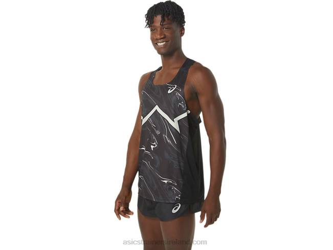 Men\s Cj-Line Light Singlet Performance Black/Whisper Green Asics XXPD245