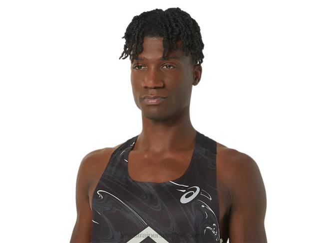 Men\s Cj-Line Light Singlet Performance Black/Whisper Green Asics XXPD245