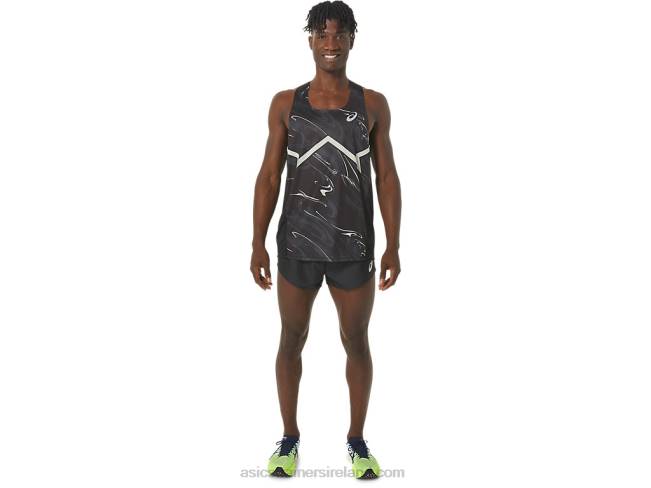 Men\s Cj-Line Light Singlet Performance Black/Whisper Green Asics XXPD245