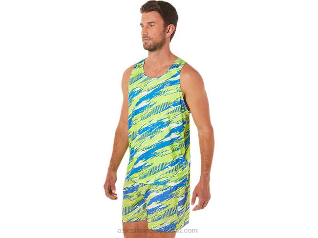 Men\s Color Injection Singlet Hazard Green Asics XXPD1432