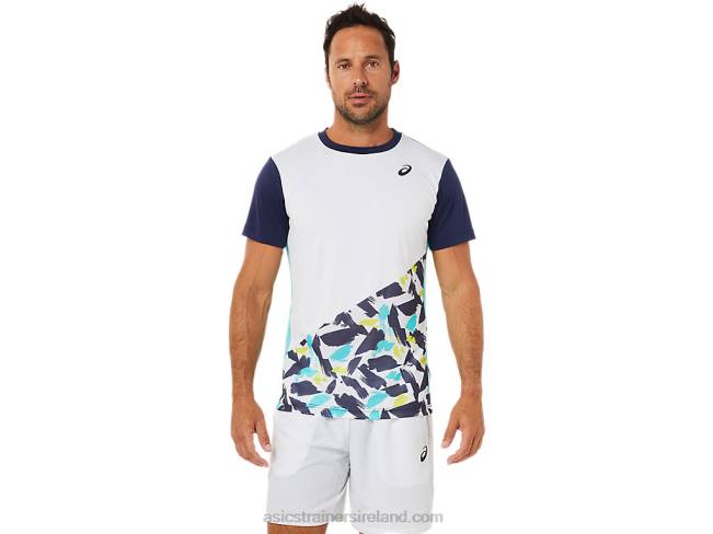 Mens Court Graphic Short Sleeve Top Brilliant White Asics XXPD1531