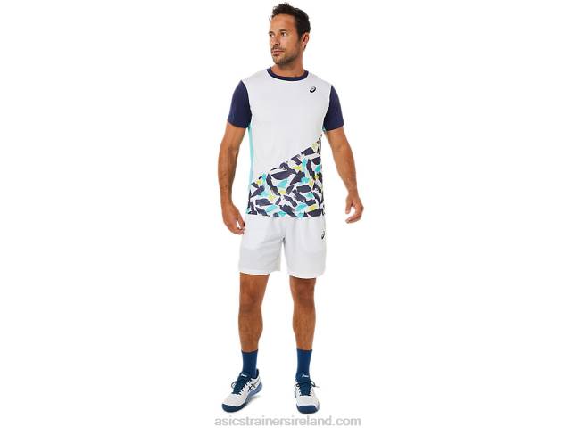 Men\s Court Graphic Short Sleeve Top Brilliant White Asics XXPD1531