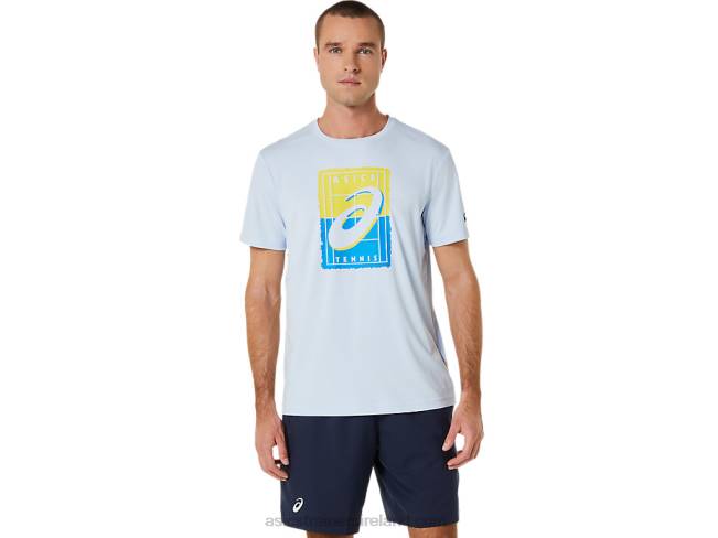 Mens Court Gs Graphic Tee Soft Sky Asics XXPD474