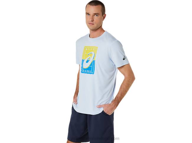 Men\s Court Gs Graphic Tee Soft Sky Asics XXPD474