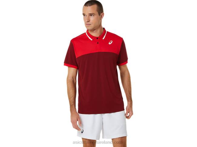 Mens Court Polo Shirt Beet Juice/Classic Red Asics XXPD547