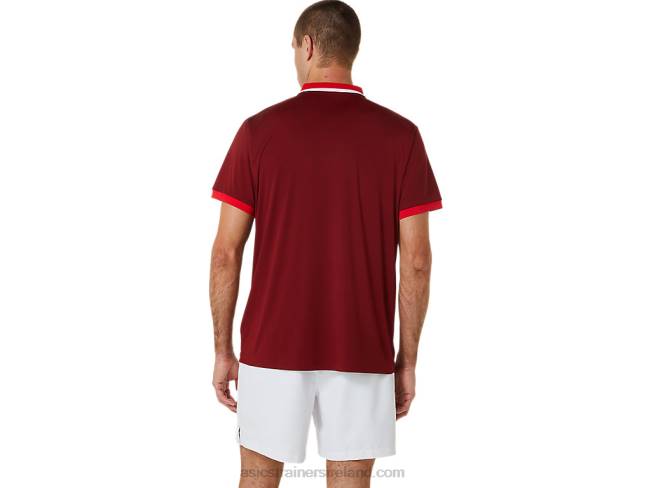 Men\s Court Polo Shirt Beet Juice/Classic Red Asics XXPD547