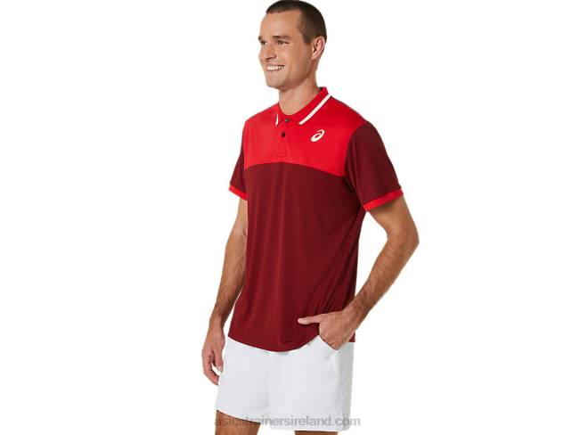 Men\s Court Polo Shirt Beet Juice/Classic Red Asics XXPD547