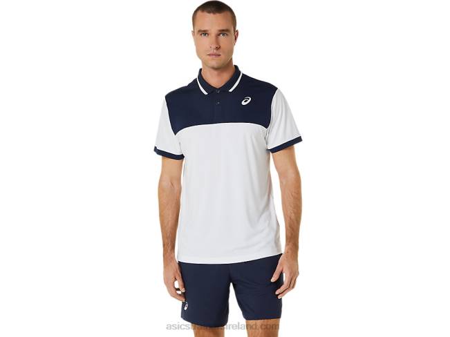 Mens Court Polo Shirt Brilliant White/Midnight Asics XXPD548