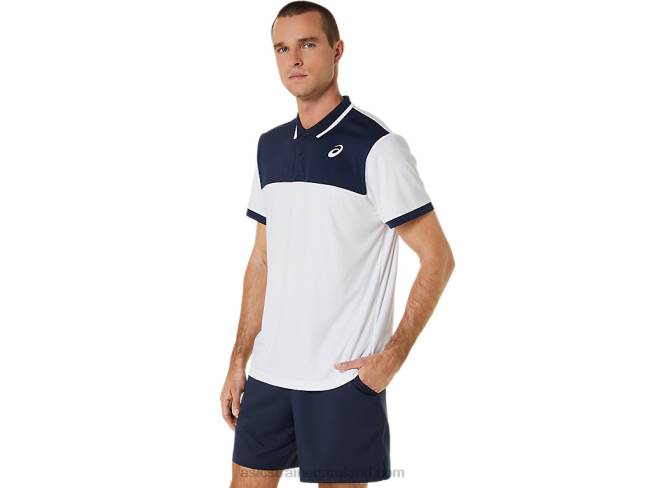 Men\s Court Polo Shirt Brilliant White/Midnight Asics XXPD548