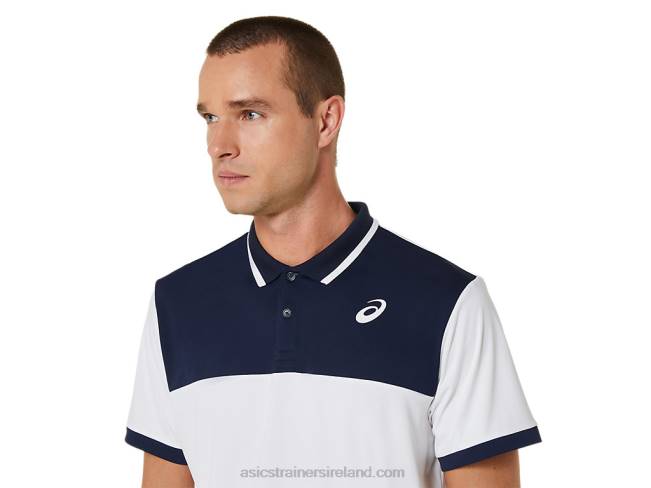 Men\s Court Polo Shirt Brilliant White/Midnight Asics XXPD548