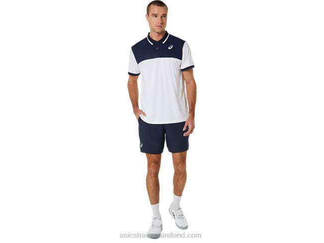 Men\s Court Polo Shirt Brilliant White/Midnight Asics XXPD548