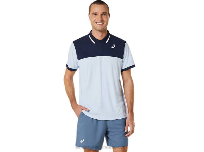 Mens Court Polo Shirt Soft Sky/Midnight Asics XXPD472