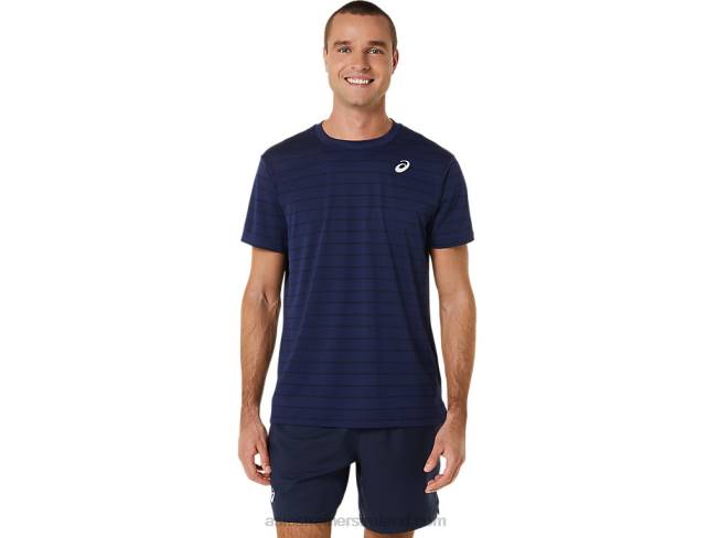 Mens Court Stripe Short Sleeve Top Midnight Asics XXPD443